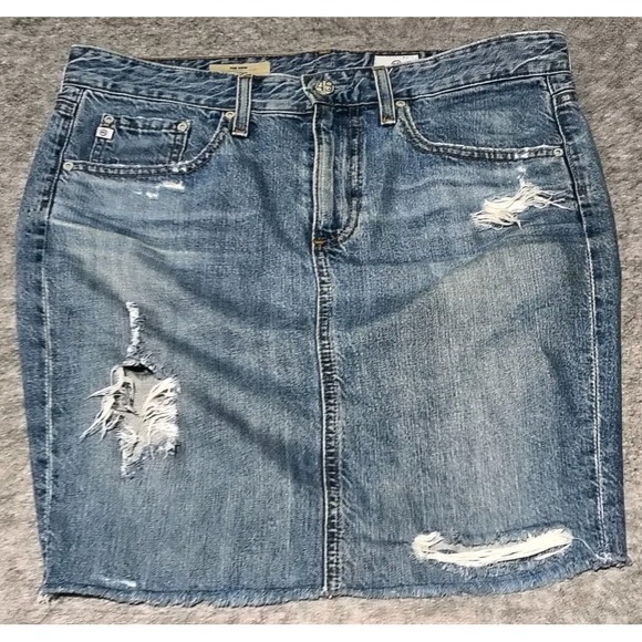 Adriano Goldschmied Jean Skirt Women's Size 29 Blue Distressed Light Wash Denim - Picture 1 of 7